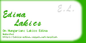 edina lakics business card